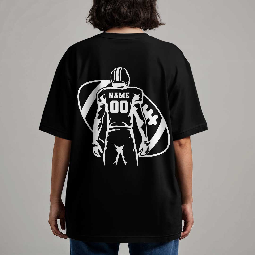 Custom Player Name and Number for Football Mom - White and Black Tshirt