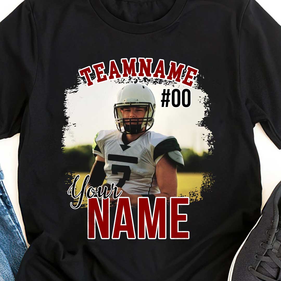 Custom Photo Football Tshirt with Player Name and Number