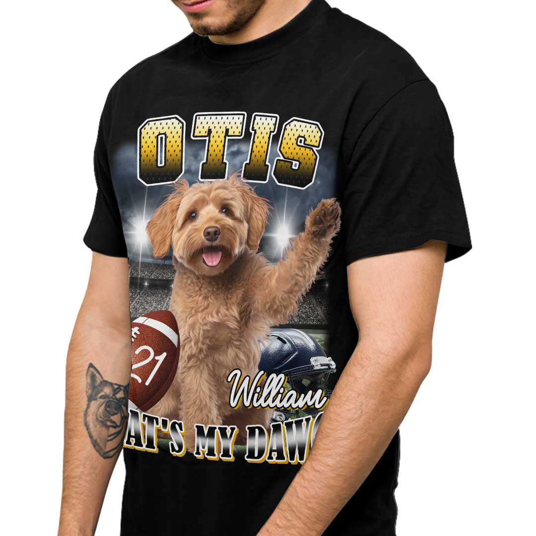 Personalized Pet Photo T-Shirt with Football Theme