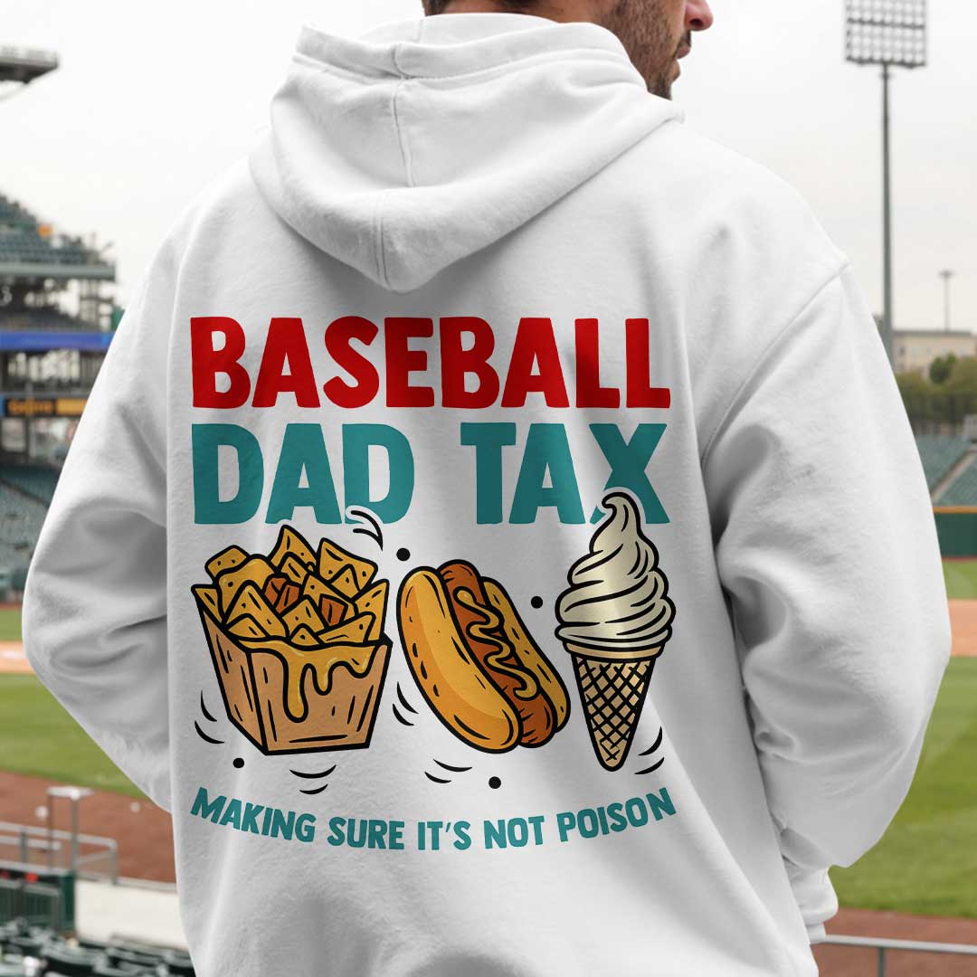 Baseball Dad Tax - Black White Dad Baseball Hoodie