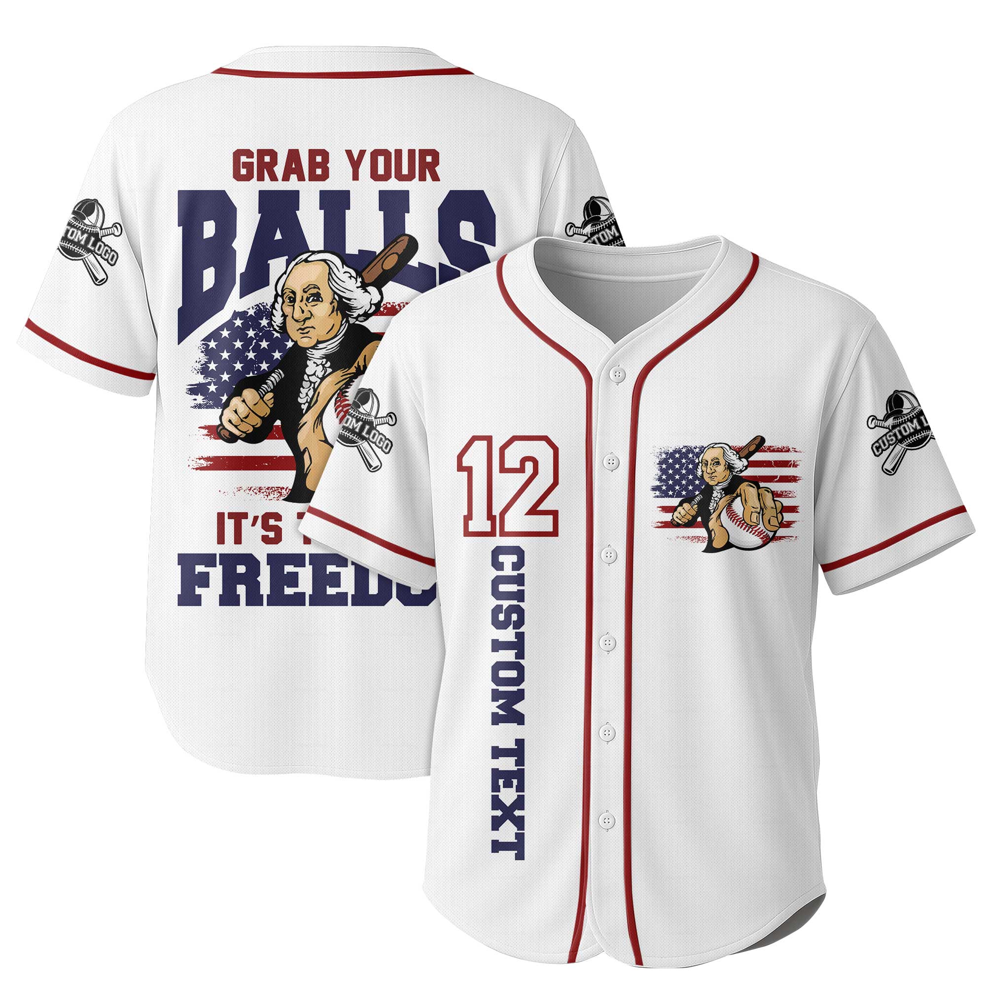 It's Time For Freedom - Custom White Red Pinstripes Baseball Jersey