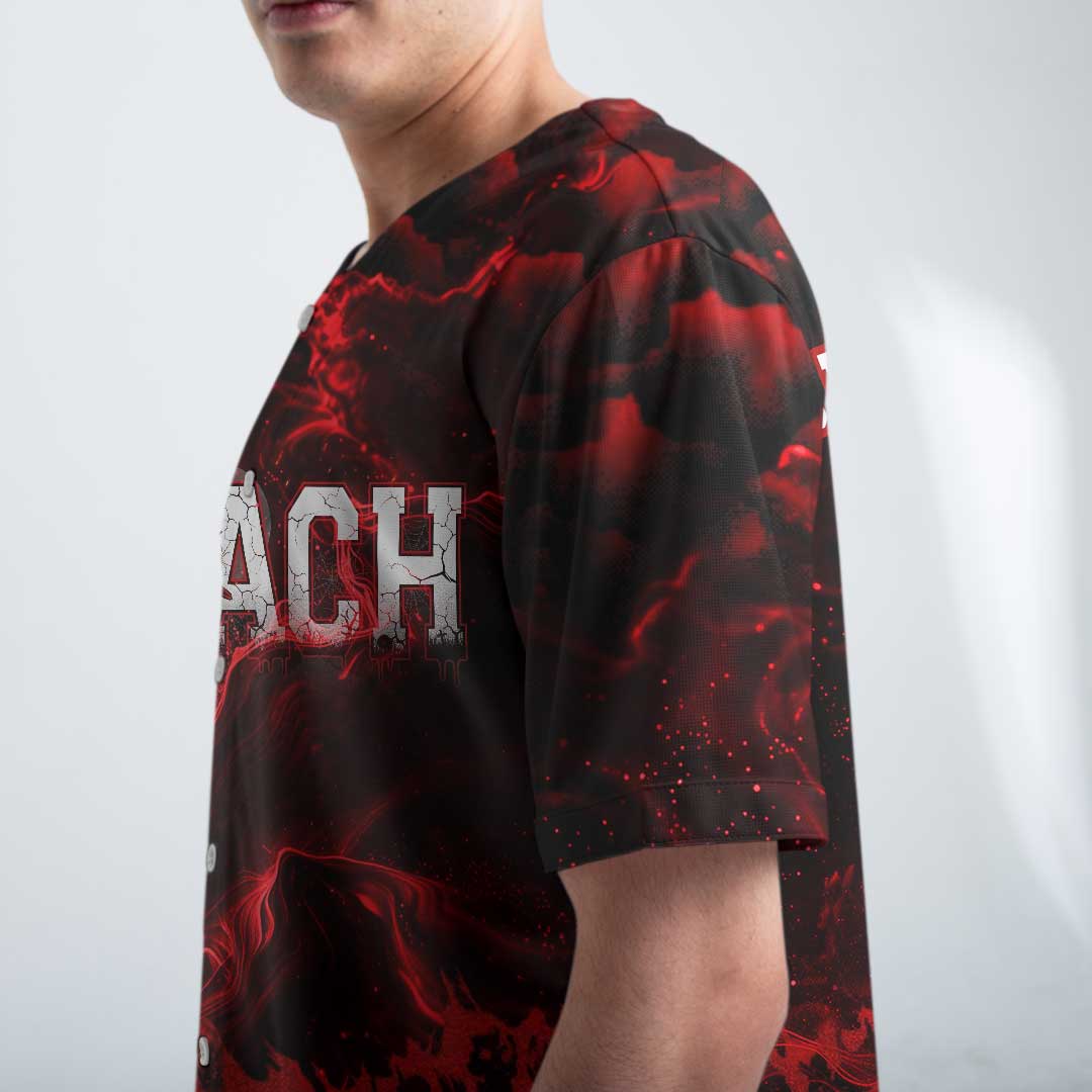 Coach - Custom Black Red Halloween Baseball Jersey