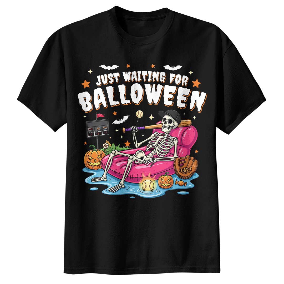 Just Waiting For Balloween Baseball Halloween T-Shirt