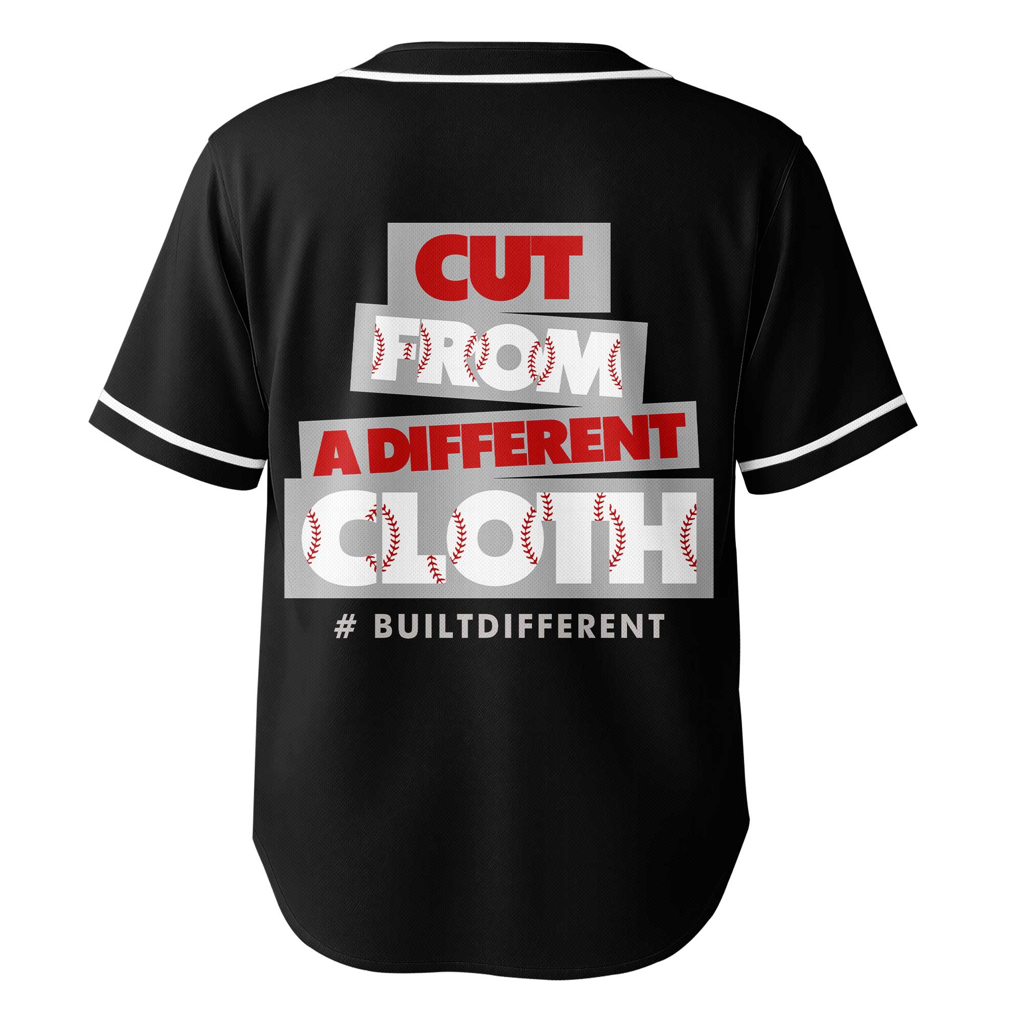 Cut From Different Cloth - Custom Black White Baseball Jersey