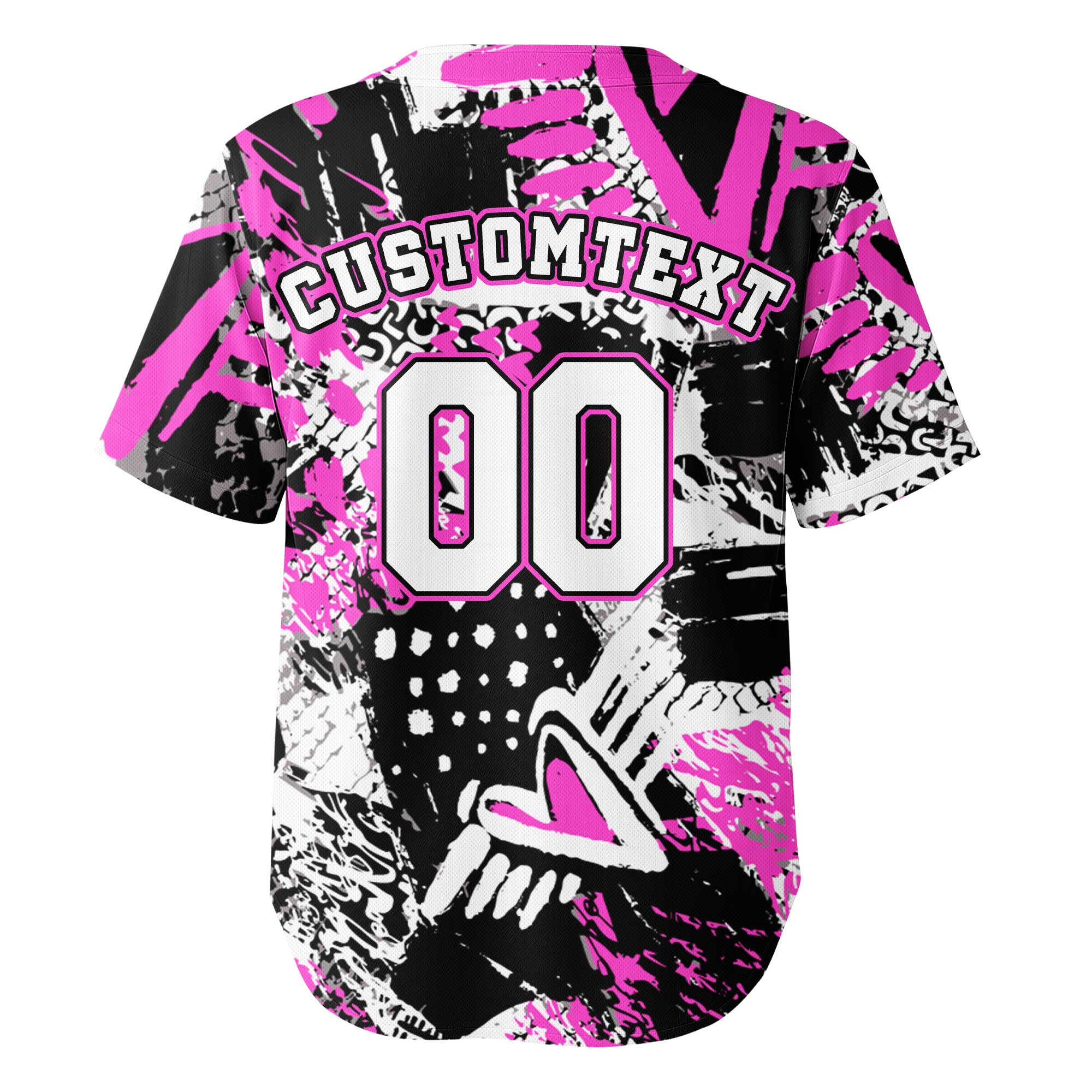 Custom Pink Ink Brush Stroke Pattern Baseball Jersey