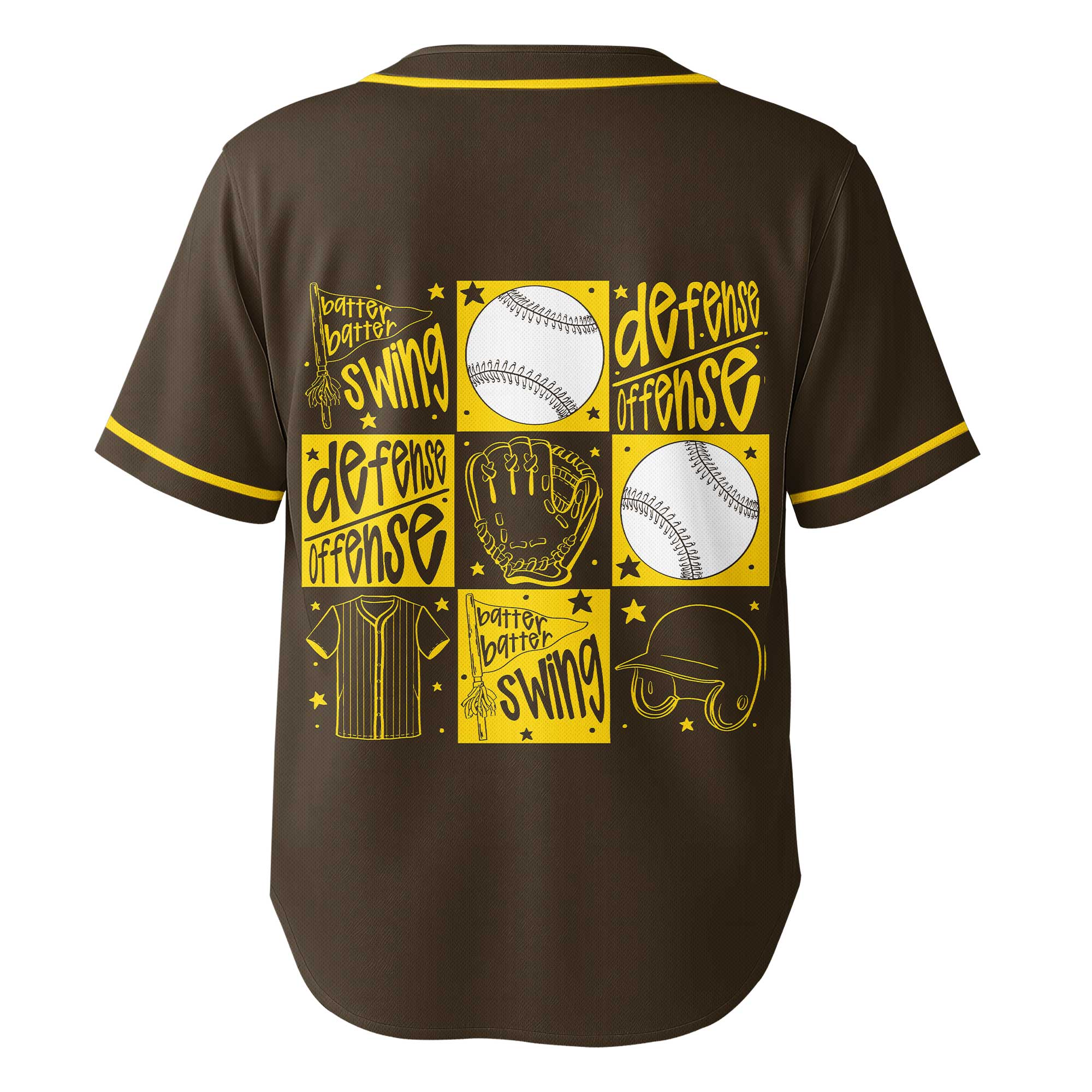 Game Day Batter Batter Swing - Custom Brown Yellow Baseball Jersey