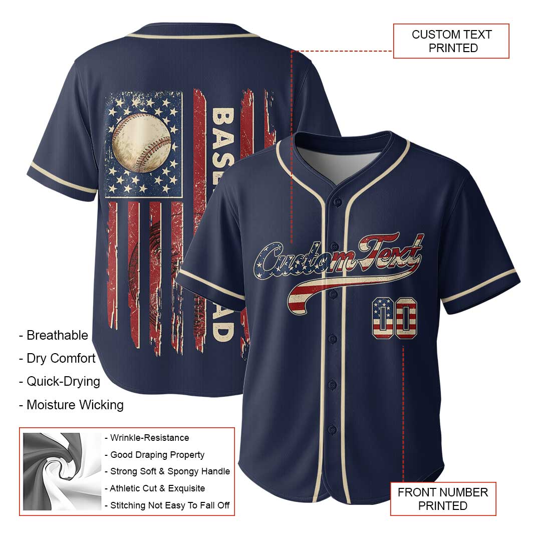 Baseball Dad - Custom Navy White Baseball Jersey