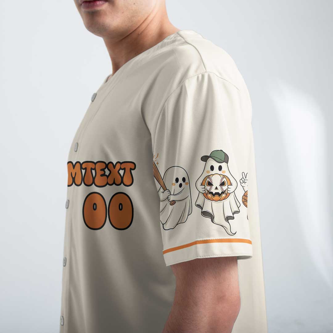 Ghouls Just Wanna Have Fun - Custom Cream Orange Halloween Baseball Jersey