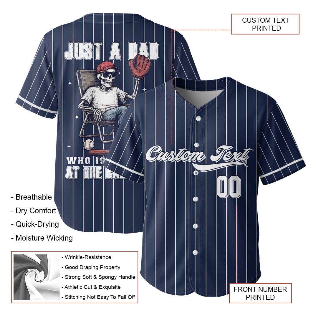 A Dad Who Is Always At The Ballpark - Custom Navy Baseball Jersey
