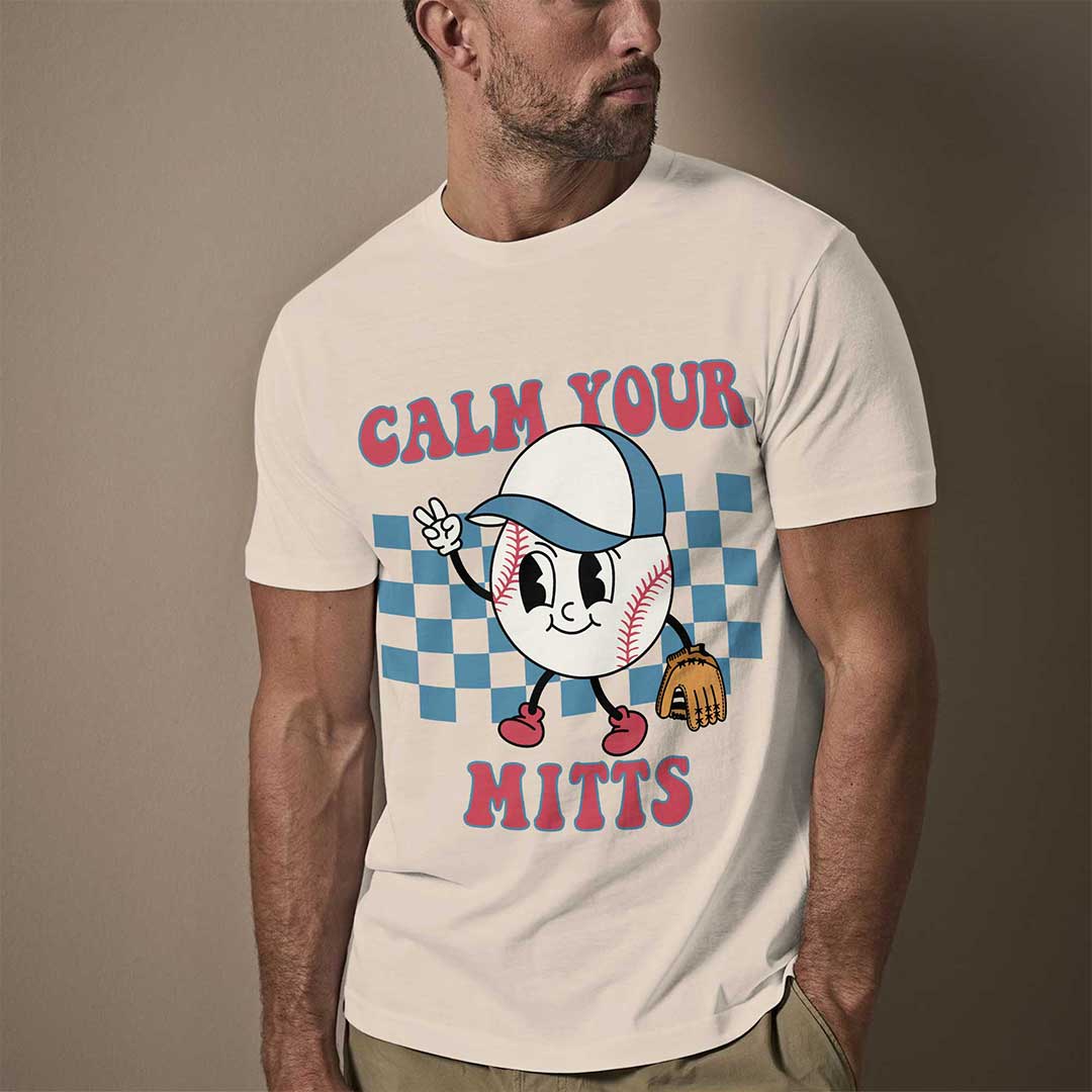 Calm Your Mitts Black Sand Baseball T-Shirt