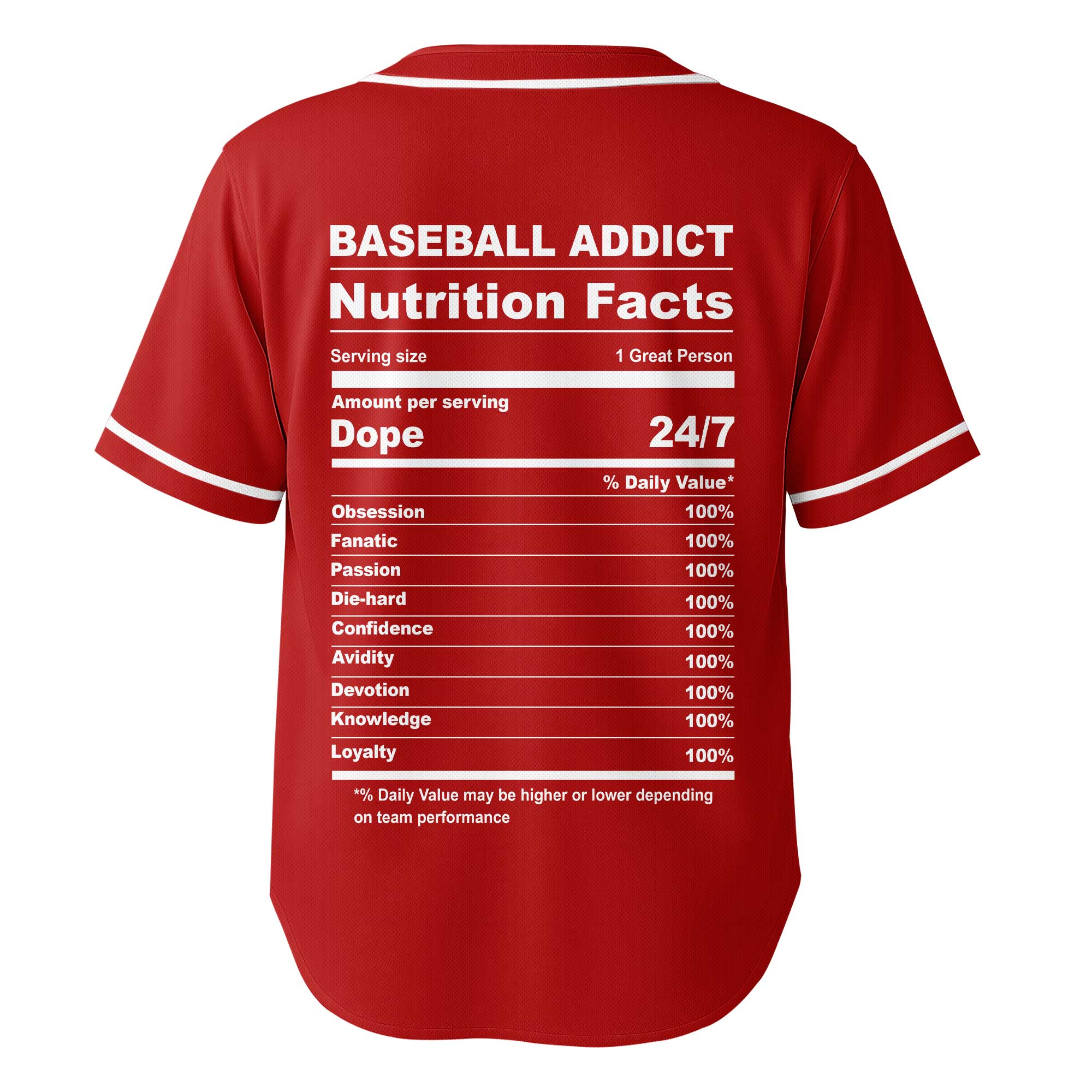 Baseball Lover Facts - Custom Red and White Stripes Baseball Jersey