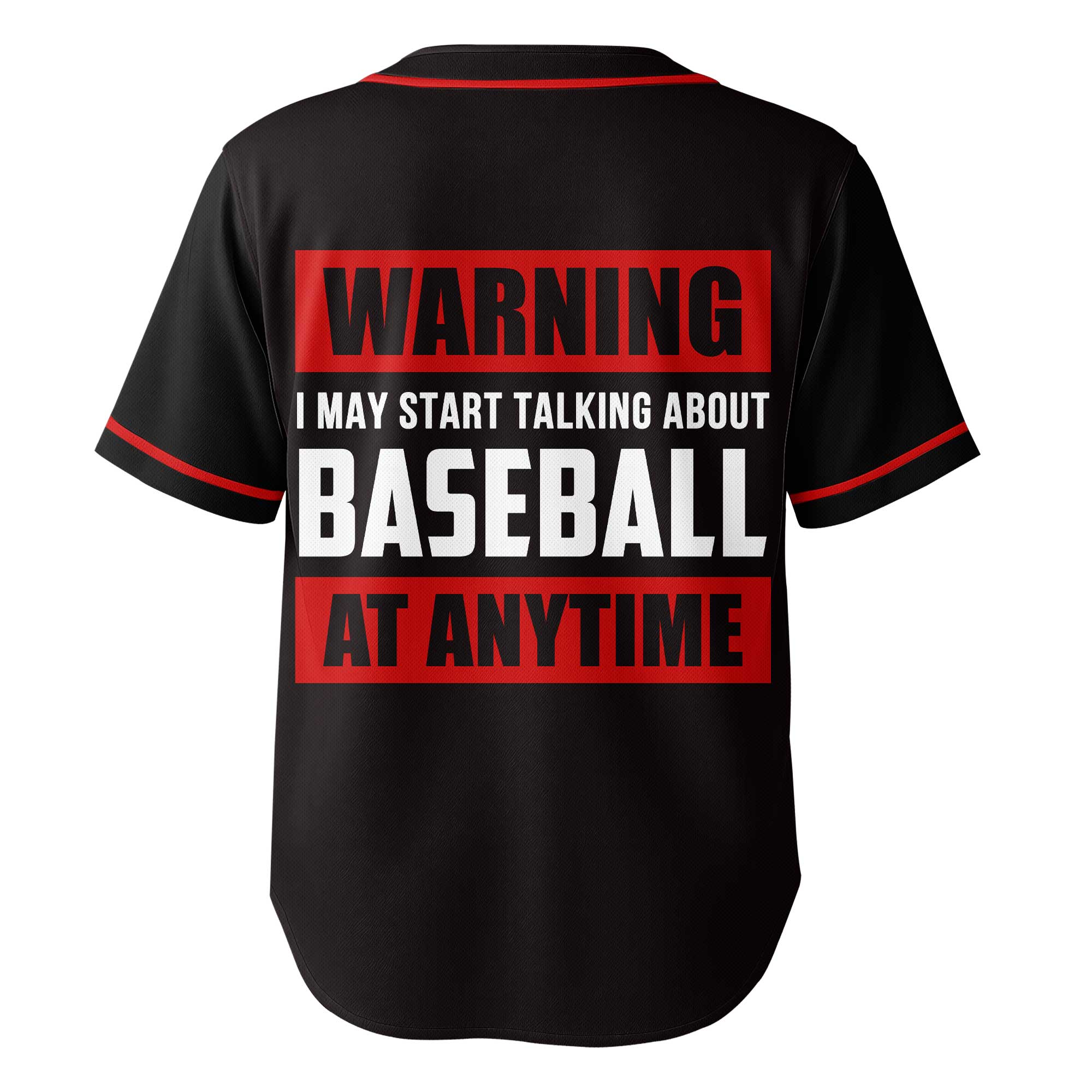 Warning: Nonstop Yapping About Baseball - Custom Black and Red Baseball Jersey
