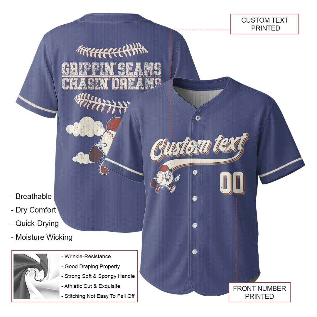 Grippin Seams Chasin Dreams - Custom Vintage Navy Baseball Jersey