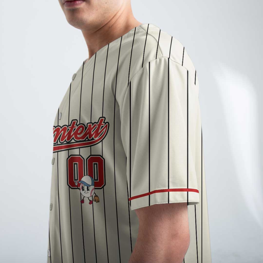 Calm Your Mitts - Custom Cream with Black Stripes Baseball Jersey