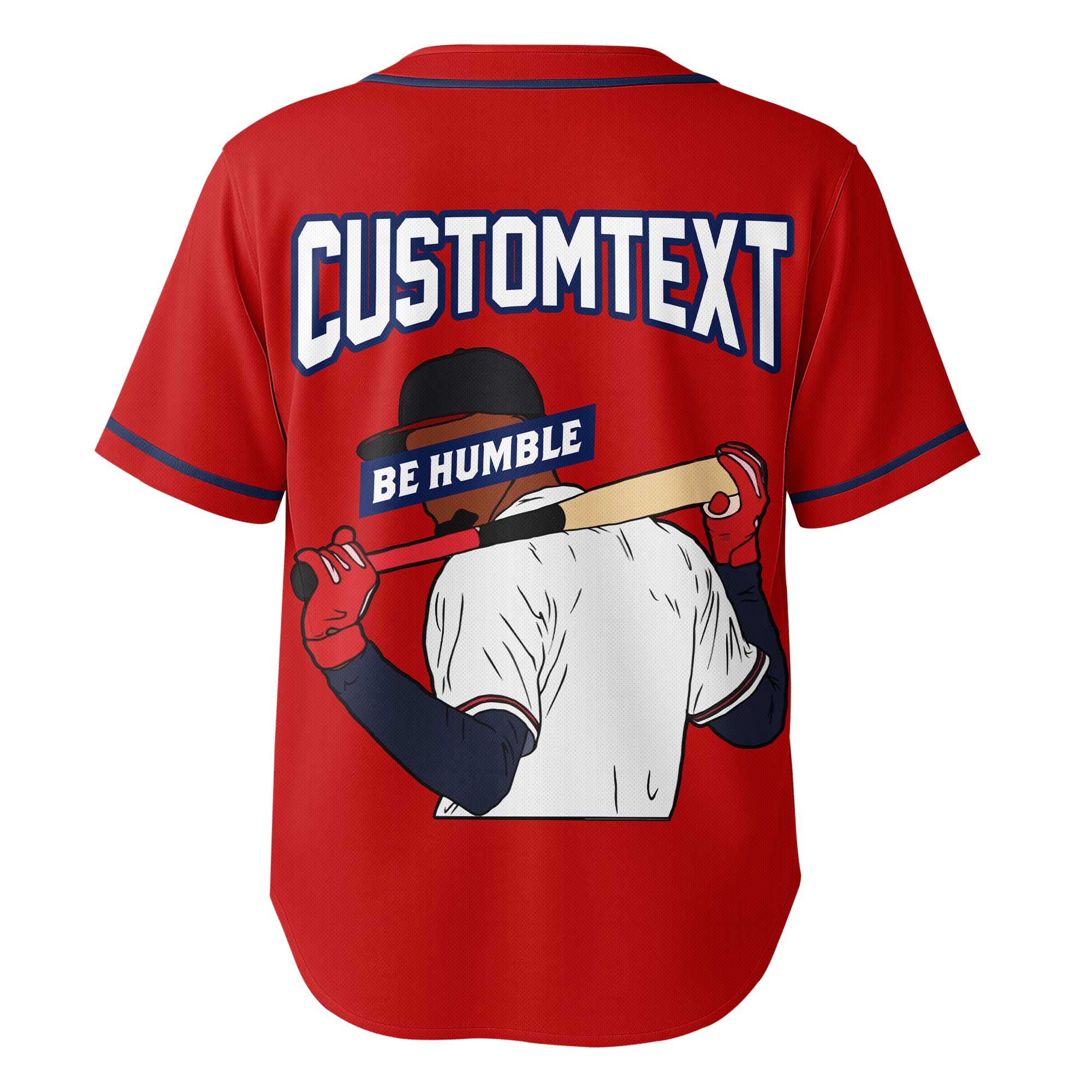BE HUMBLE - Custom Red Navy Baseball Jersey
