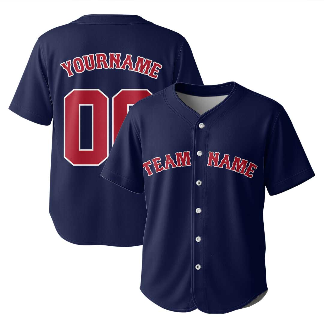 Custom Baseball Jersey with White Navy Red Color