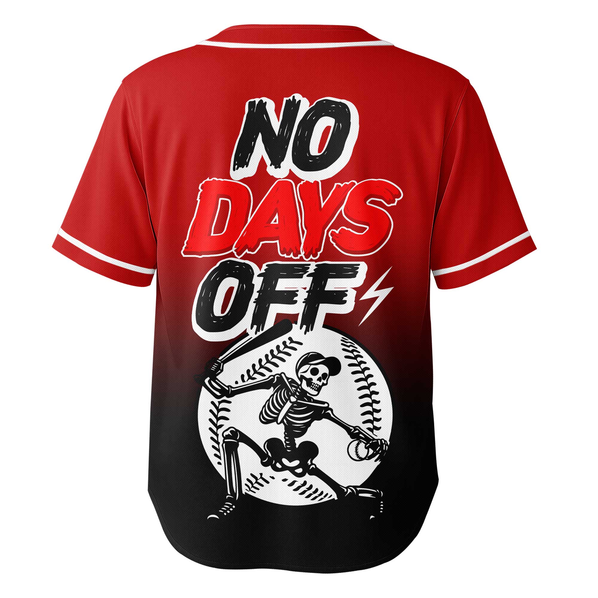 No Days Off - Custom Red Black Gradient Baseball Jersey