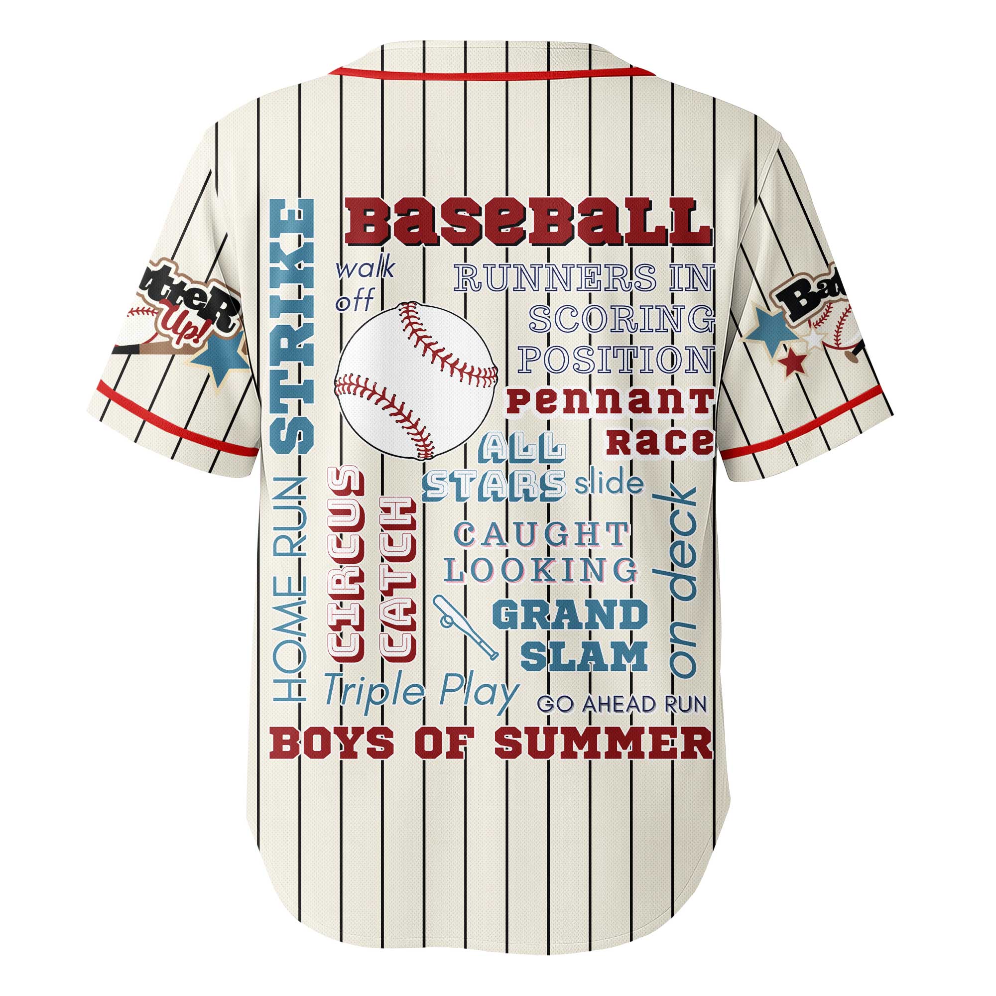 Baseball Slangs - Custom Cream Red Blue Baseball Jersey