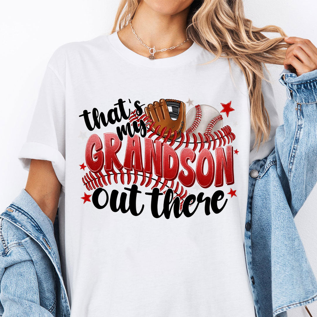 That's My Grandson Out There - White and Black Baseball T-Shirt