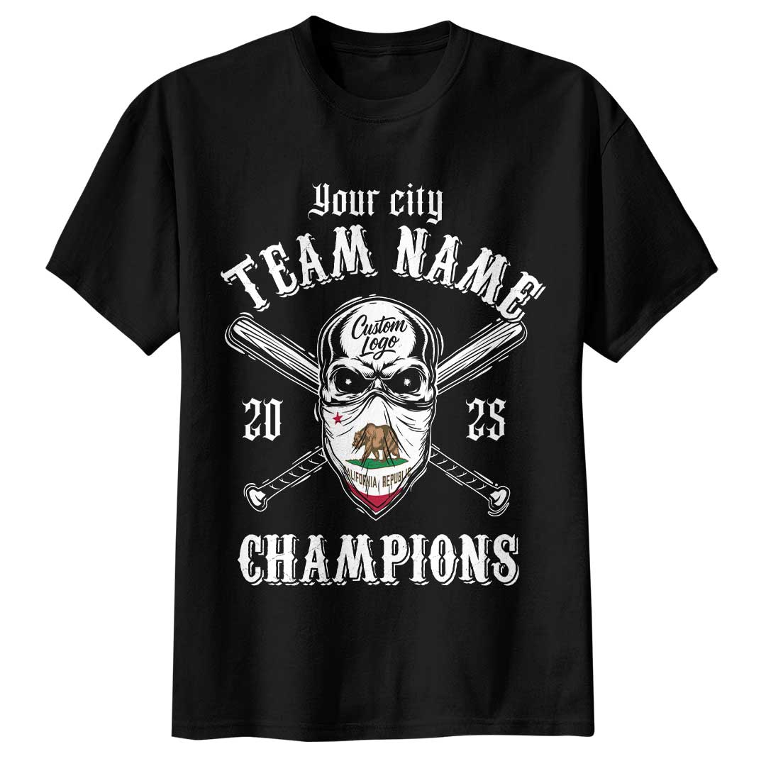 California Baseball Team Champions - Black Baseball T-Shirt