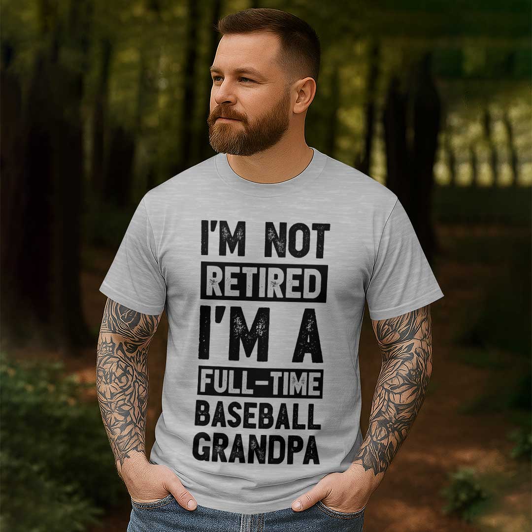 A Fulltime Baseball Grandpa - Black Grey Baseball T-Shirt
