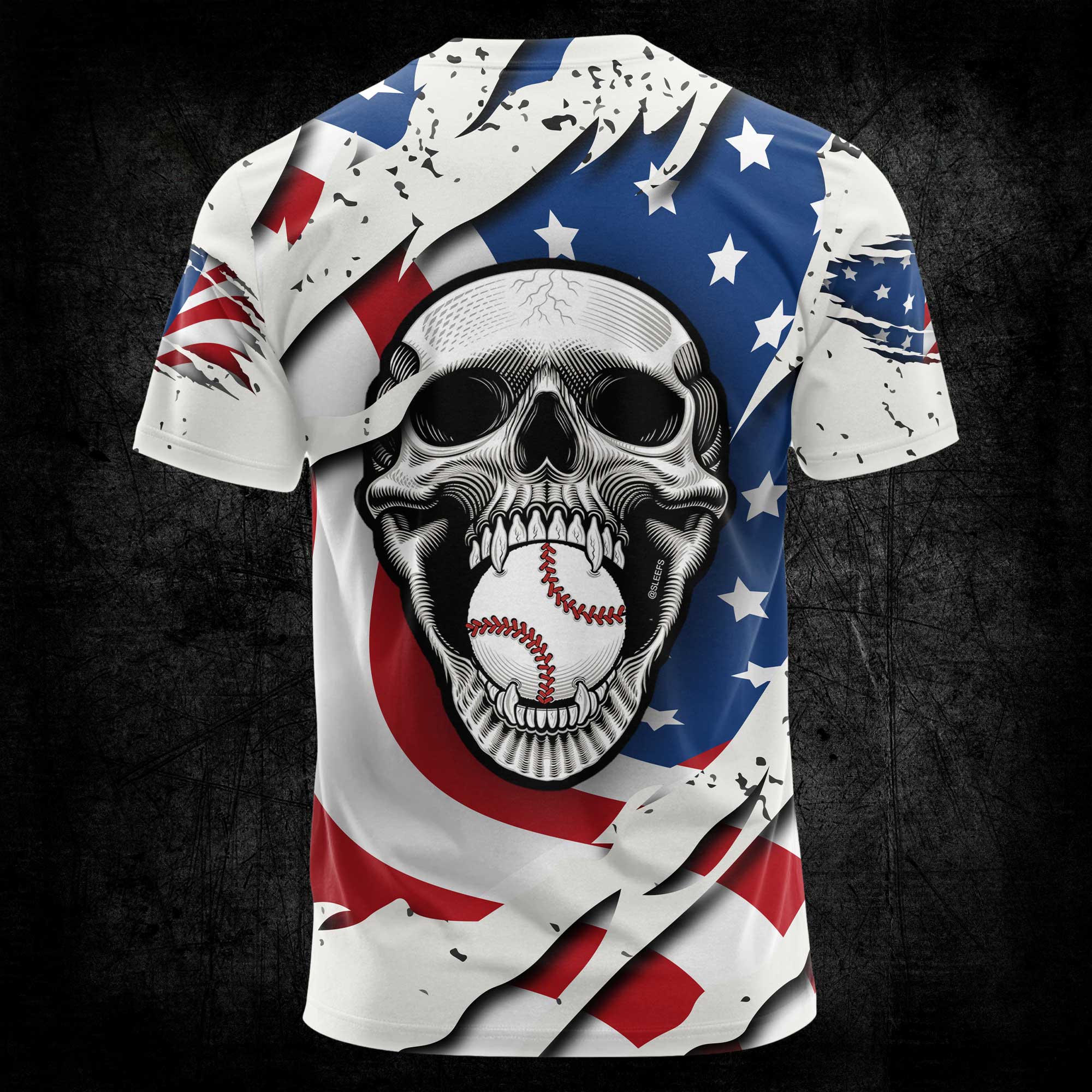 Baseball Skull All Over Print T-Shirt