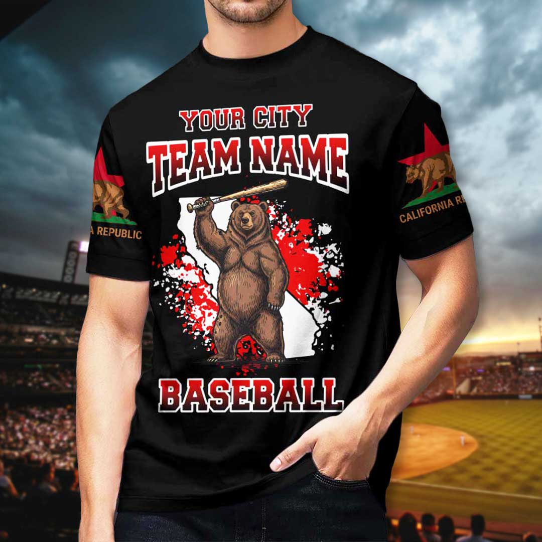 California Baseball Team - Black White Baseball T-Shirt