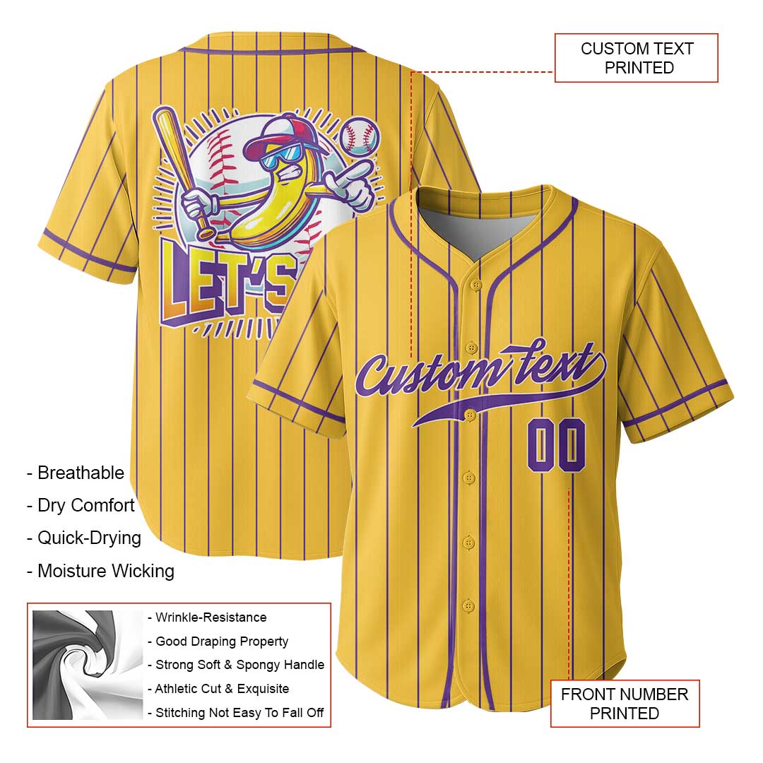 Let's Go - Custom Yellow Baseball Jersey