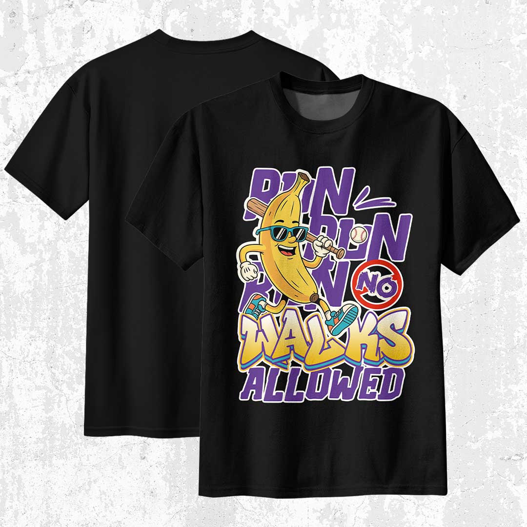 RUN RUN RUN Black Daisy Baseball T-Shirt