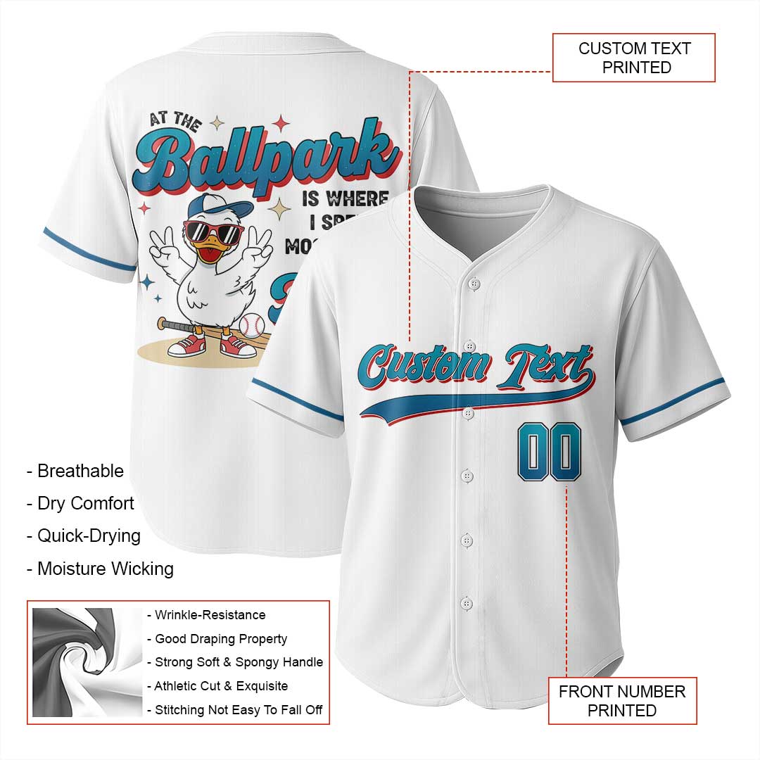 At The Ballpark Is Where I Spend Most Of My Days - Custom White Blue Baseball Jersey