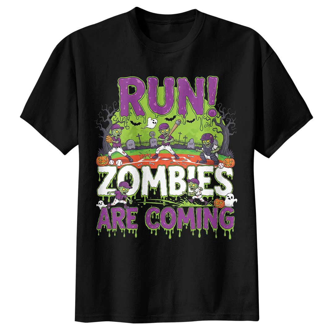 Run Zombies Are Coming Baseball T-Shirt