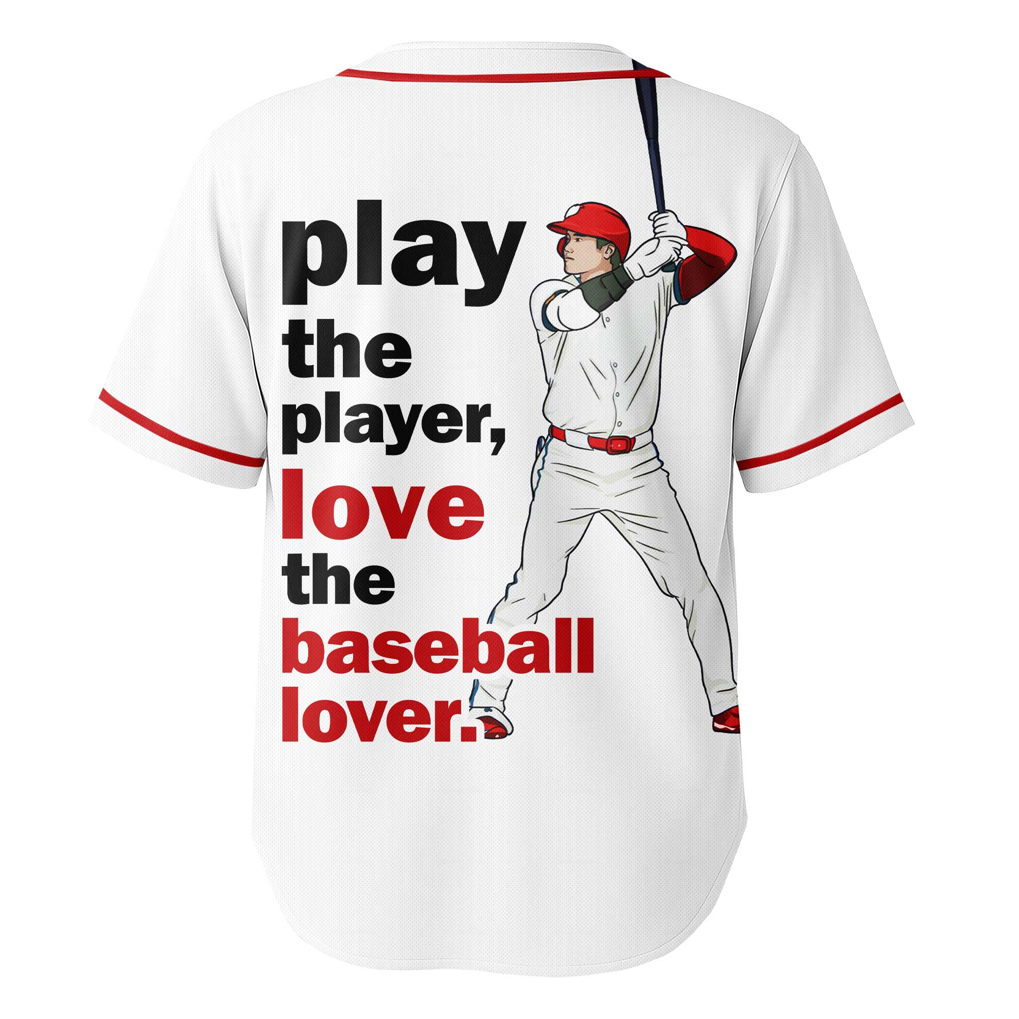 Love The Baseball Lover - Custom White Red Baseball Jersey