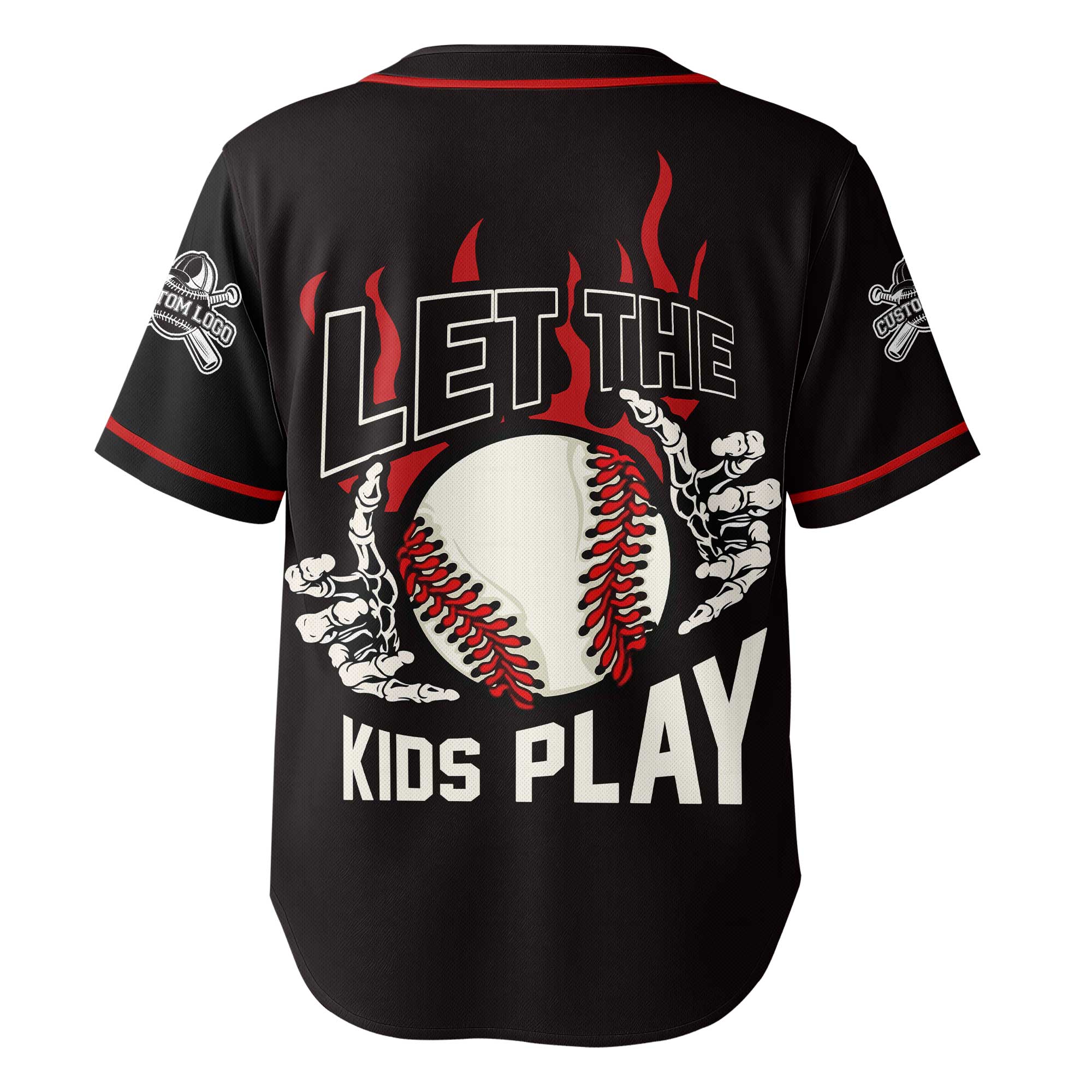 Let The Kids Play - Custom Black Baseball Jersey