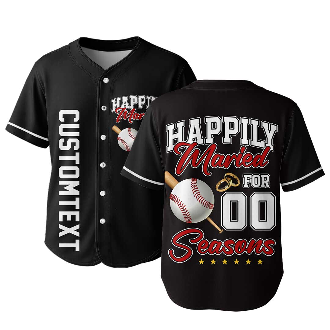 Happily Married - Custom Couple Baseball Jersey