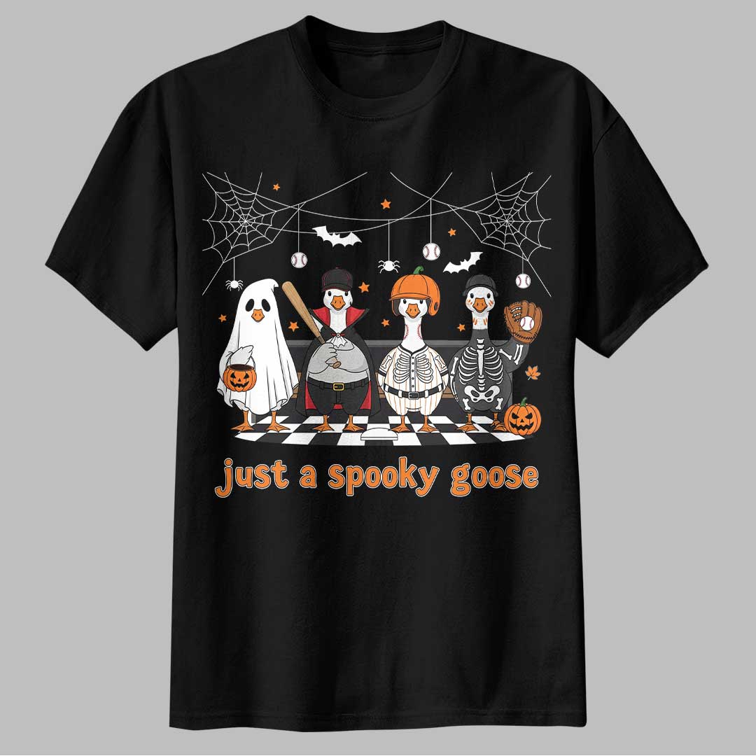 Just A Spooky Goose Baseball Halloween T-Shirt