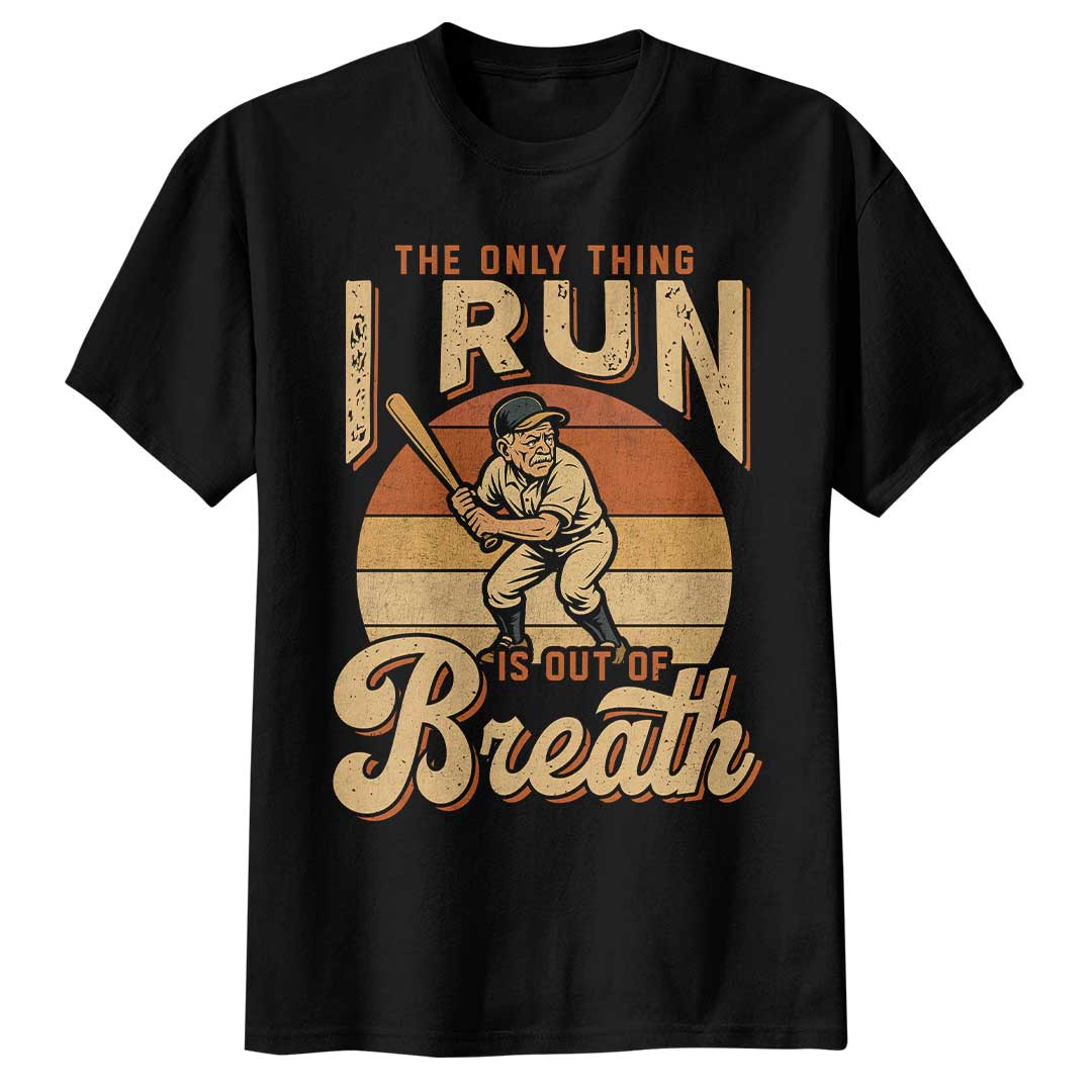 The Only Thing I Run Is Out Of Breath - Black Grey Baseball T-Shirt