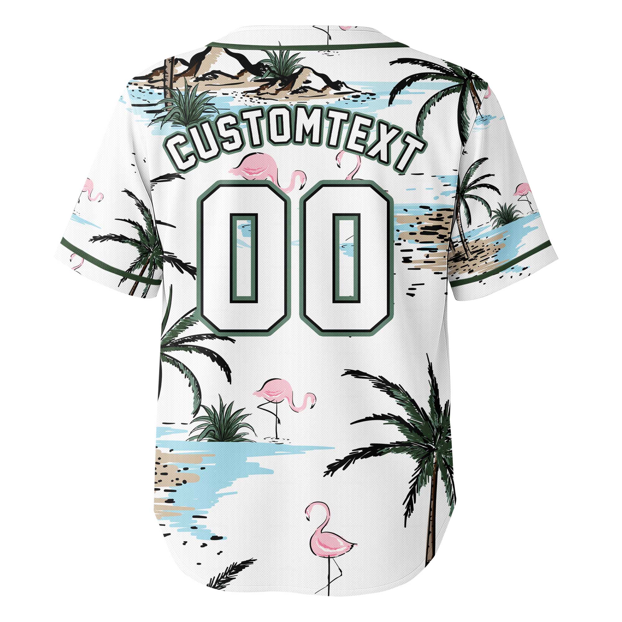 Custom Flamingo Summer Beach  Baseball Jersey