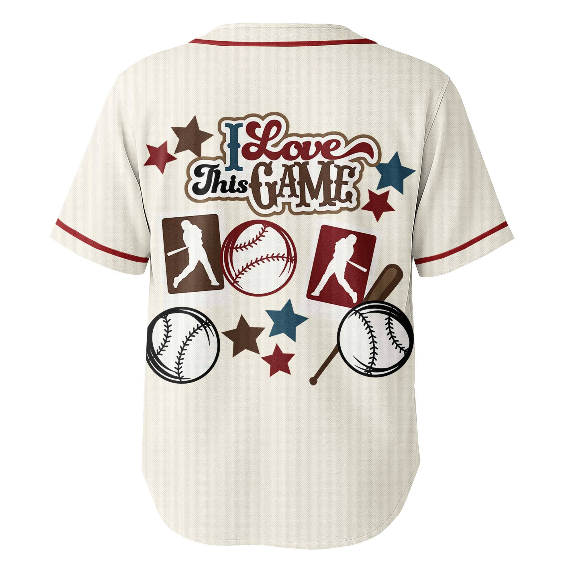 I Love Baseball - Custom Cream Red Baseball Jersey