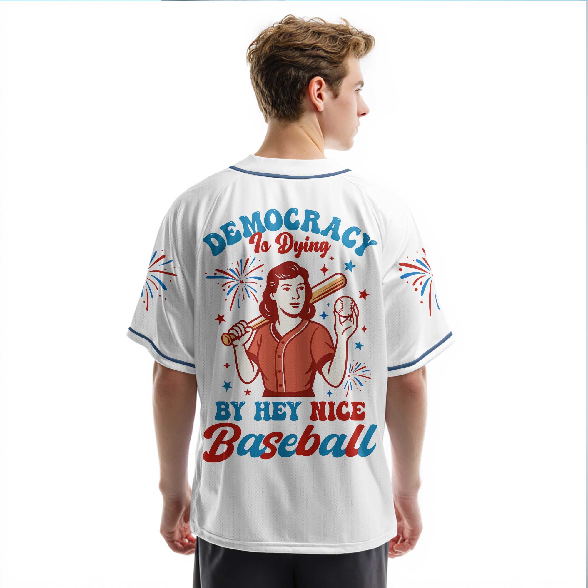 Democracy Is Dying By Hey Nice Baseball - Baseball Jersey - Patriotic American Jersey