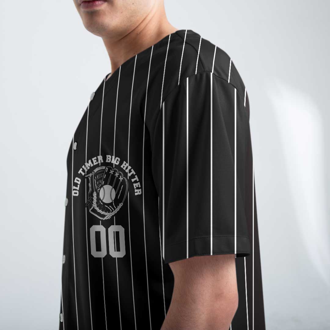 Ignore All Old Man Problems To Play Baseball - Custom Black with White Stripes Baseball Jersey