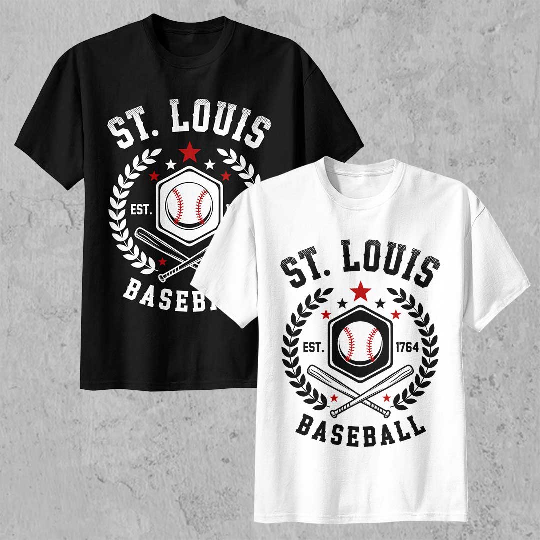 Baseball St. Louis State Series - Black White Baseball T-Shirt