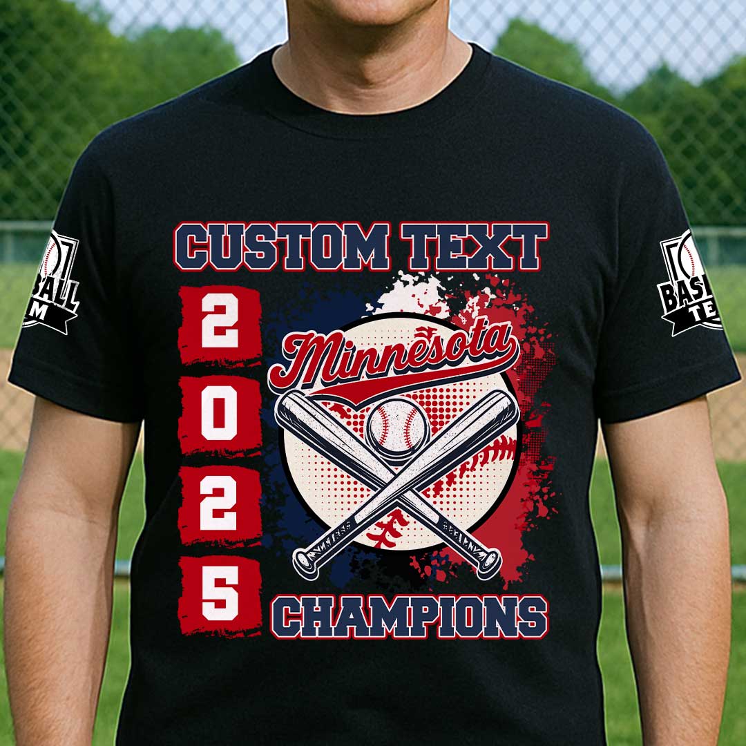 Baseball Minnesota State Series - Black White Baseball T-Shirt