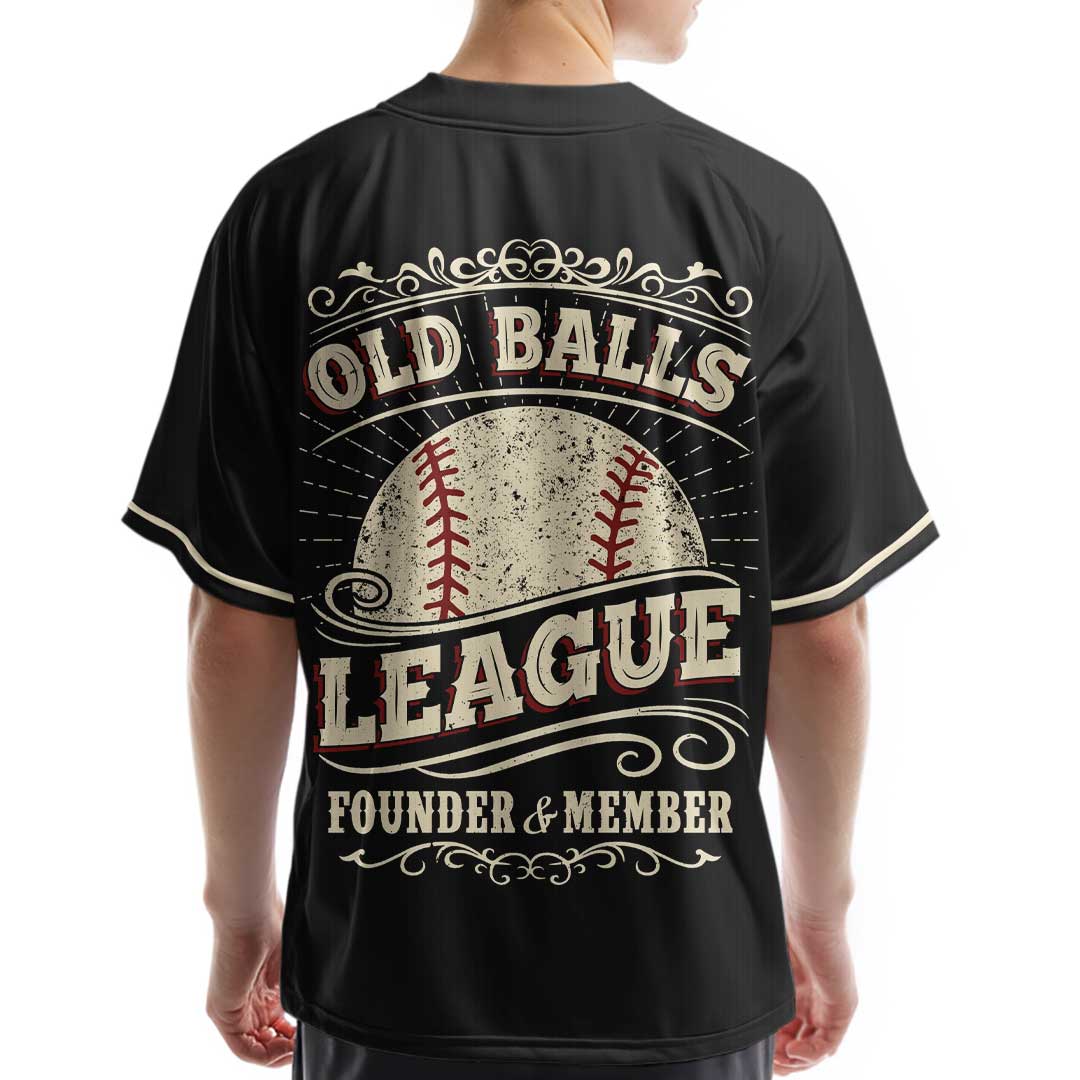 Old Balls League Founder and Member - Custom Black Baseball Jersey