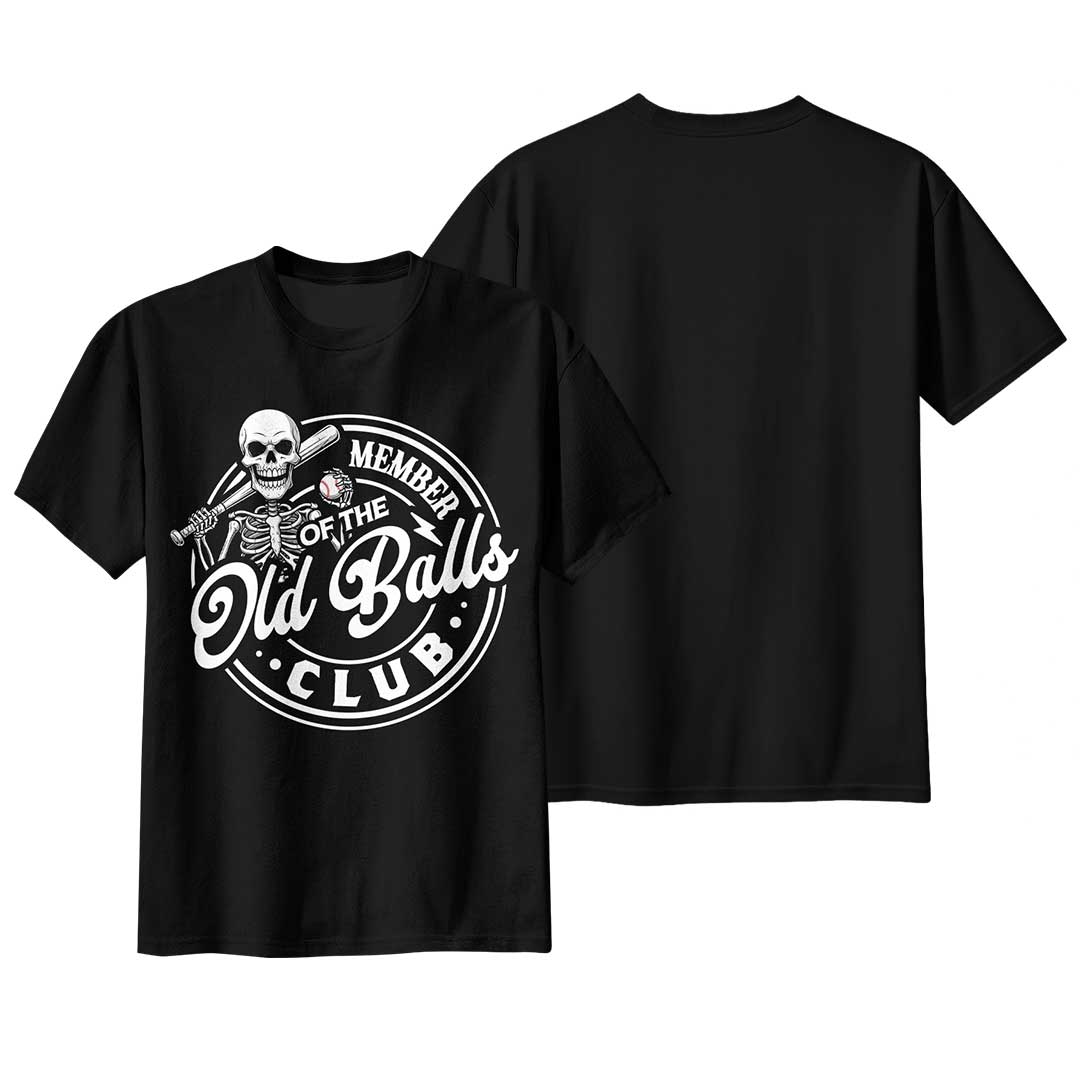 Member Of The Old Balls Club - Black White Baseball T-Shirt