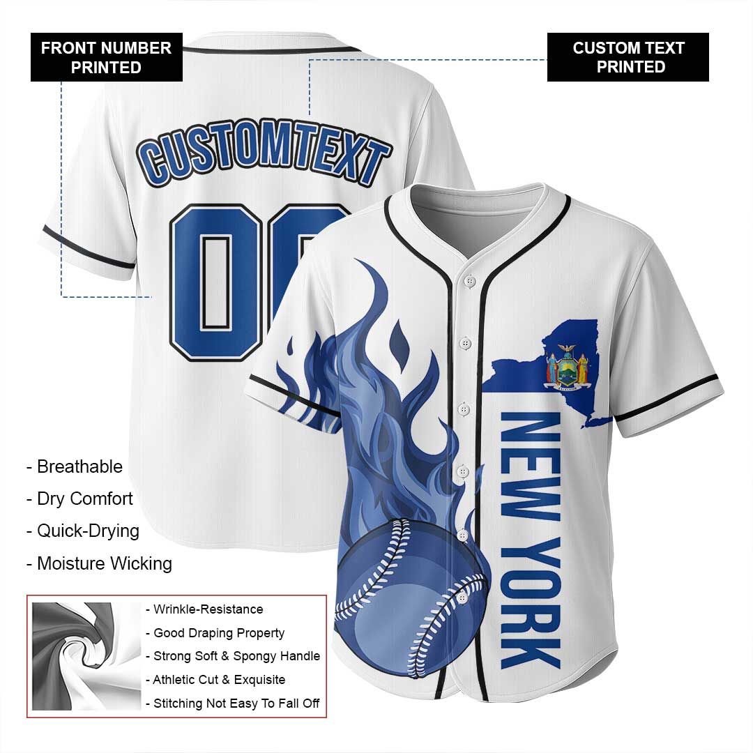 Baseball New York Flame State Series - Custom All Over Print Baseball Jersey