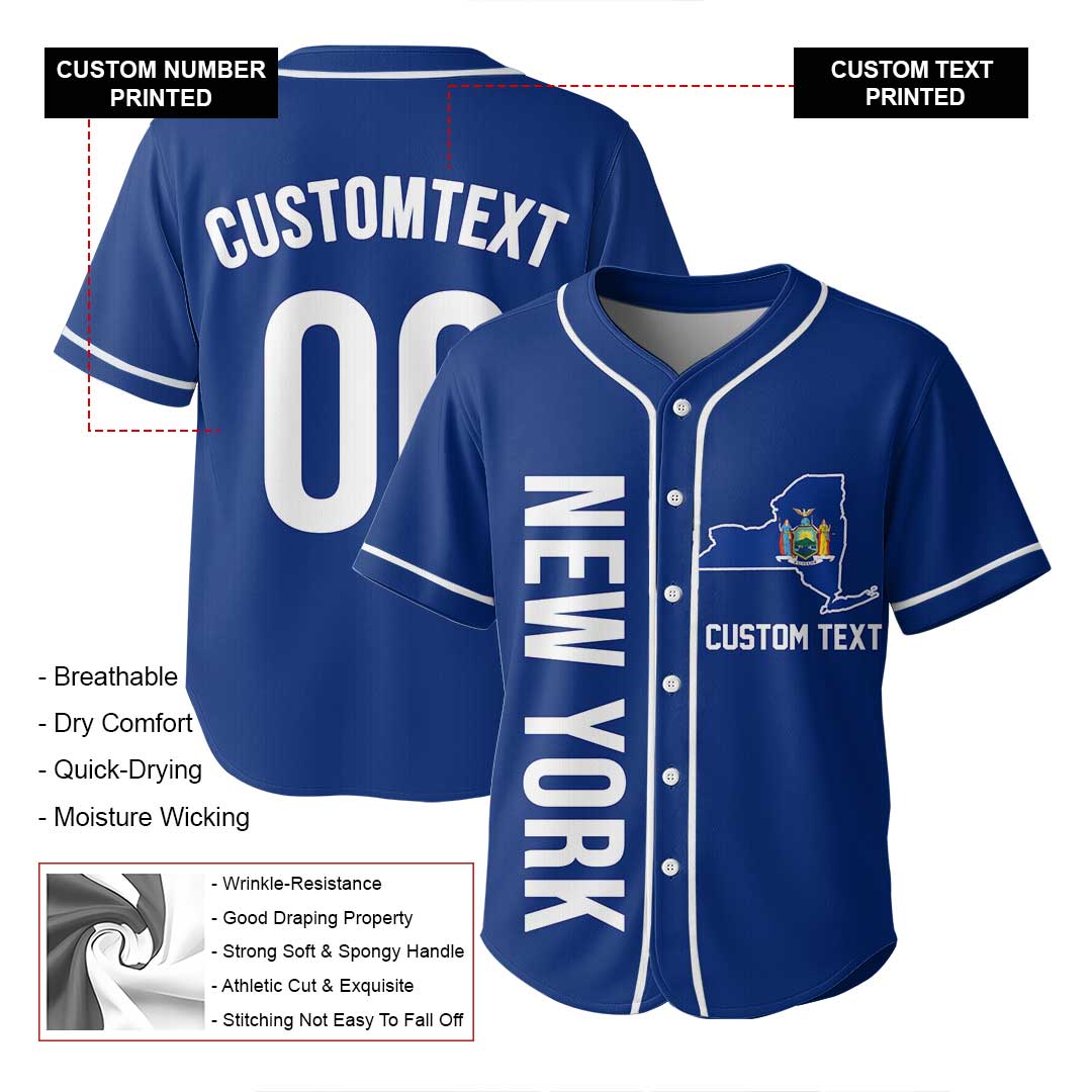Baseball New York Flag State Series - Custom All Over Print Baseball Jersey