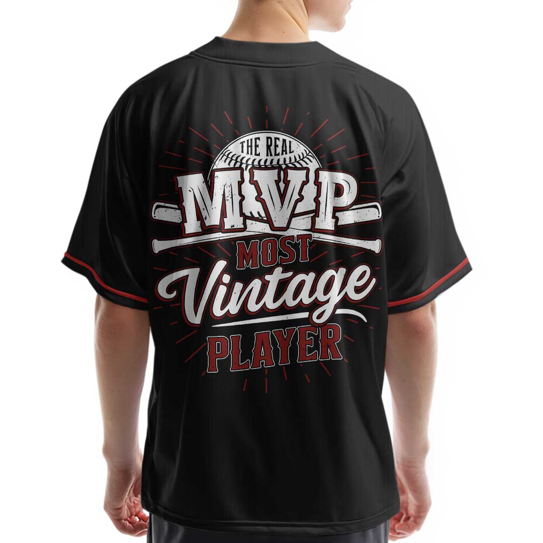 The Real MVP - Custom Black Baseball Jersey