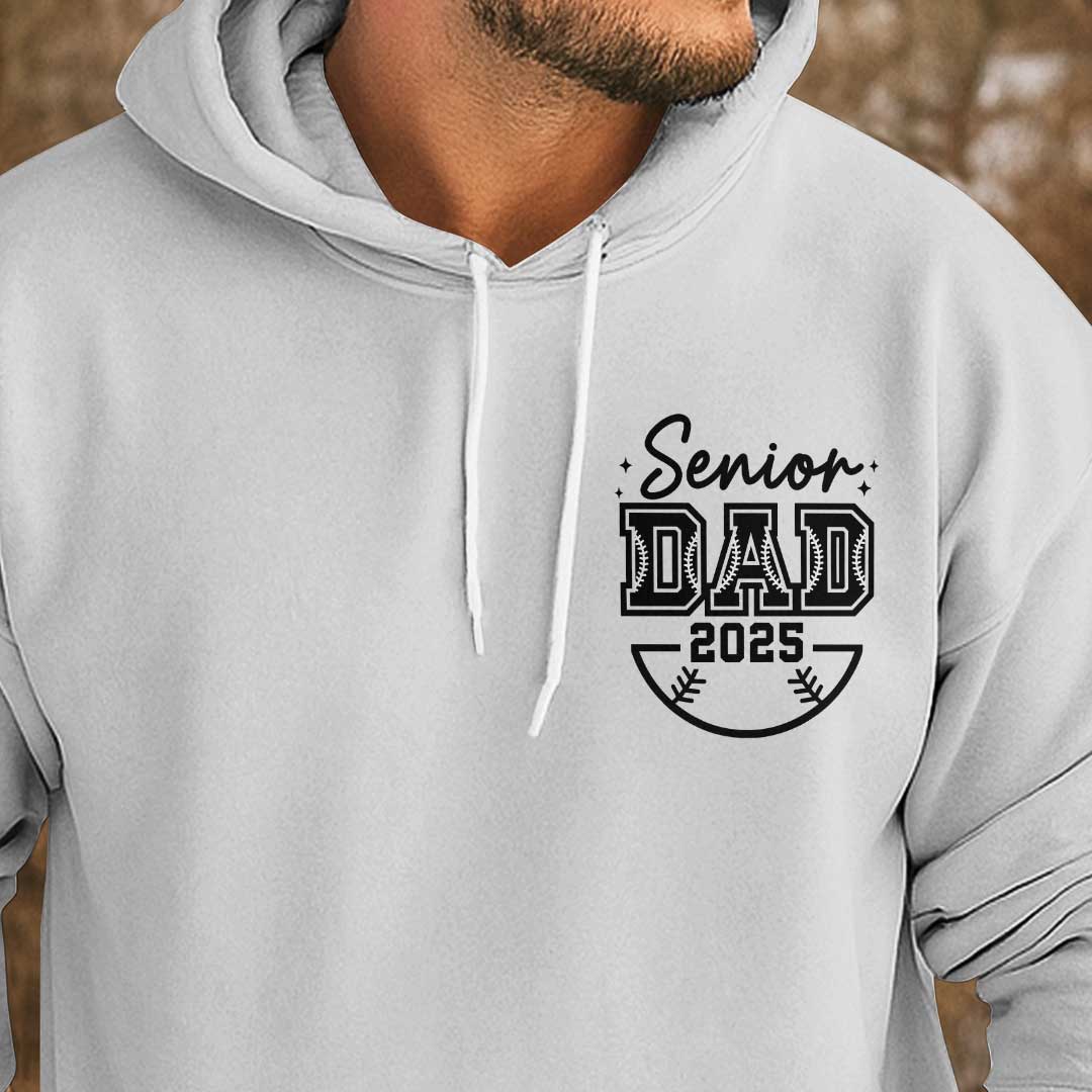 Senior 2025 Dad - Custom Black Ash Baseball Hoodie