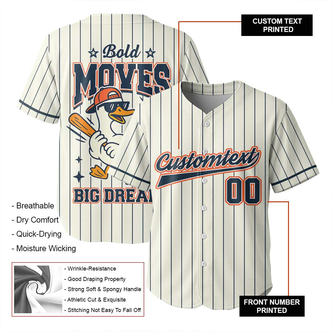 Bold Moves Big Dreams - Custom Cream Baseball Jersey