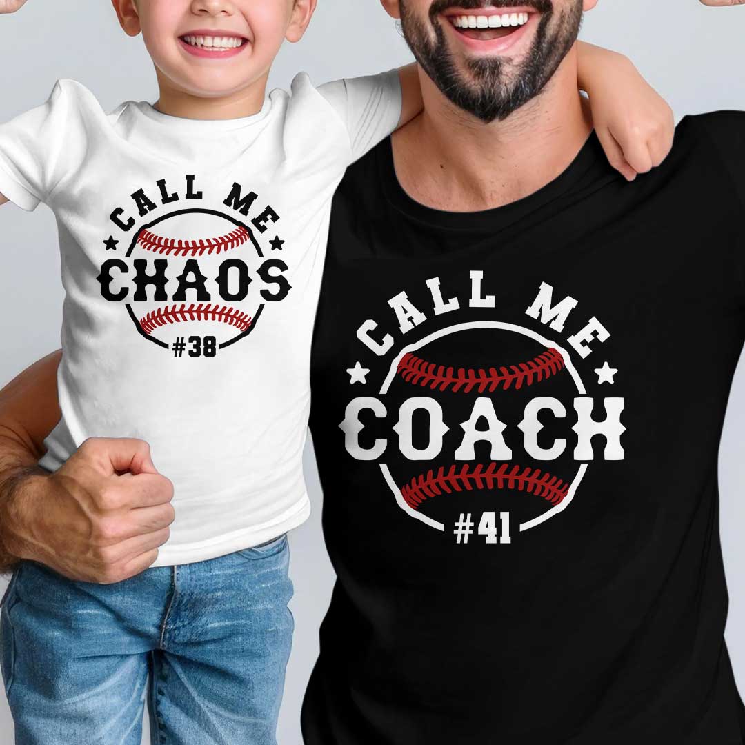 Coach and Chaos Duo - Custom Family Matching Baseball T-Shirt